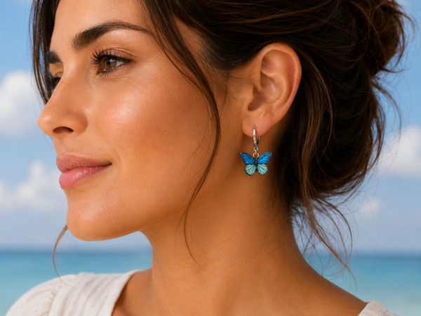 Bo papillon bleu/turquoise