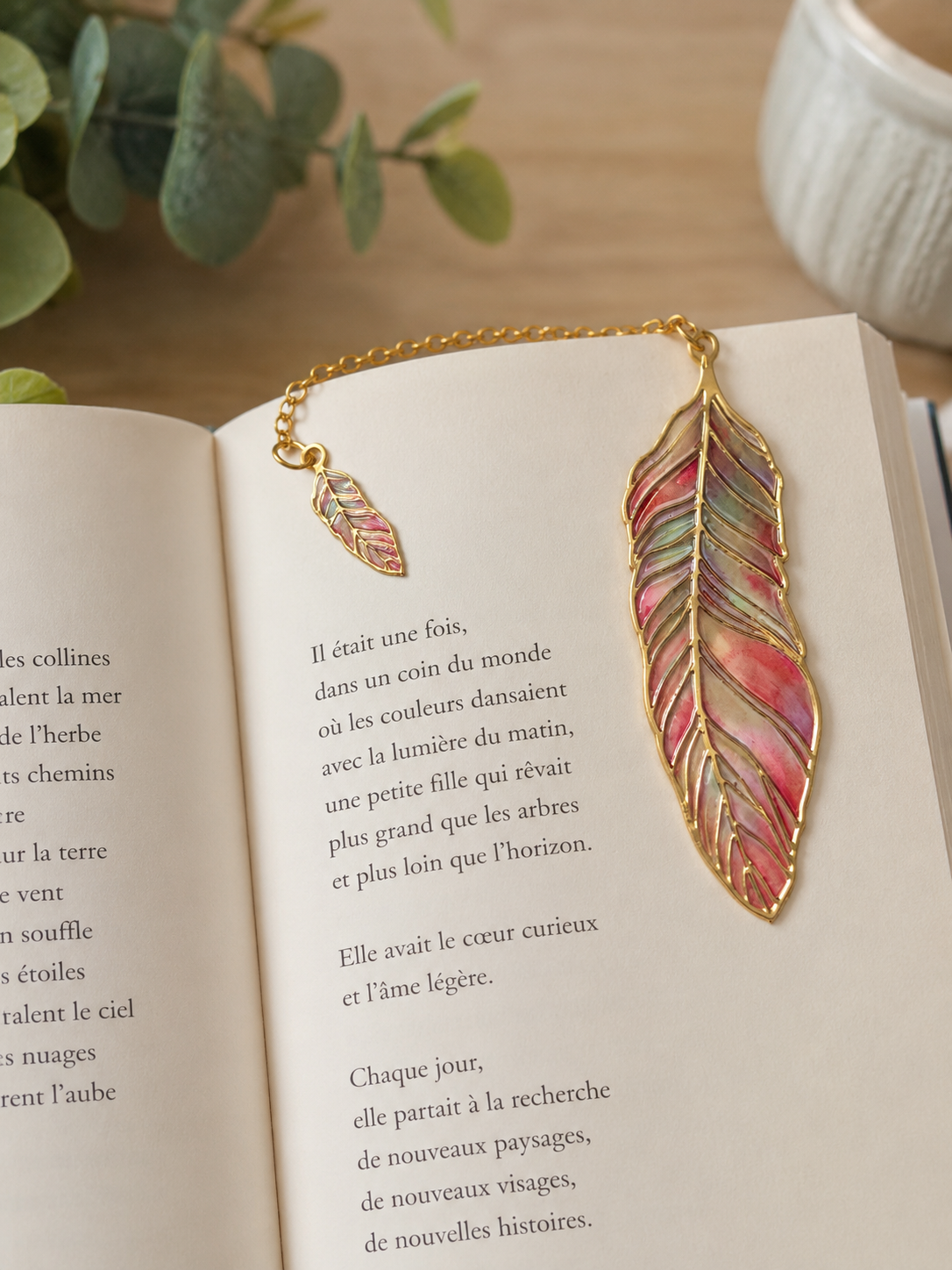 Marque pages plume orange