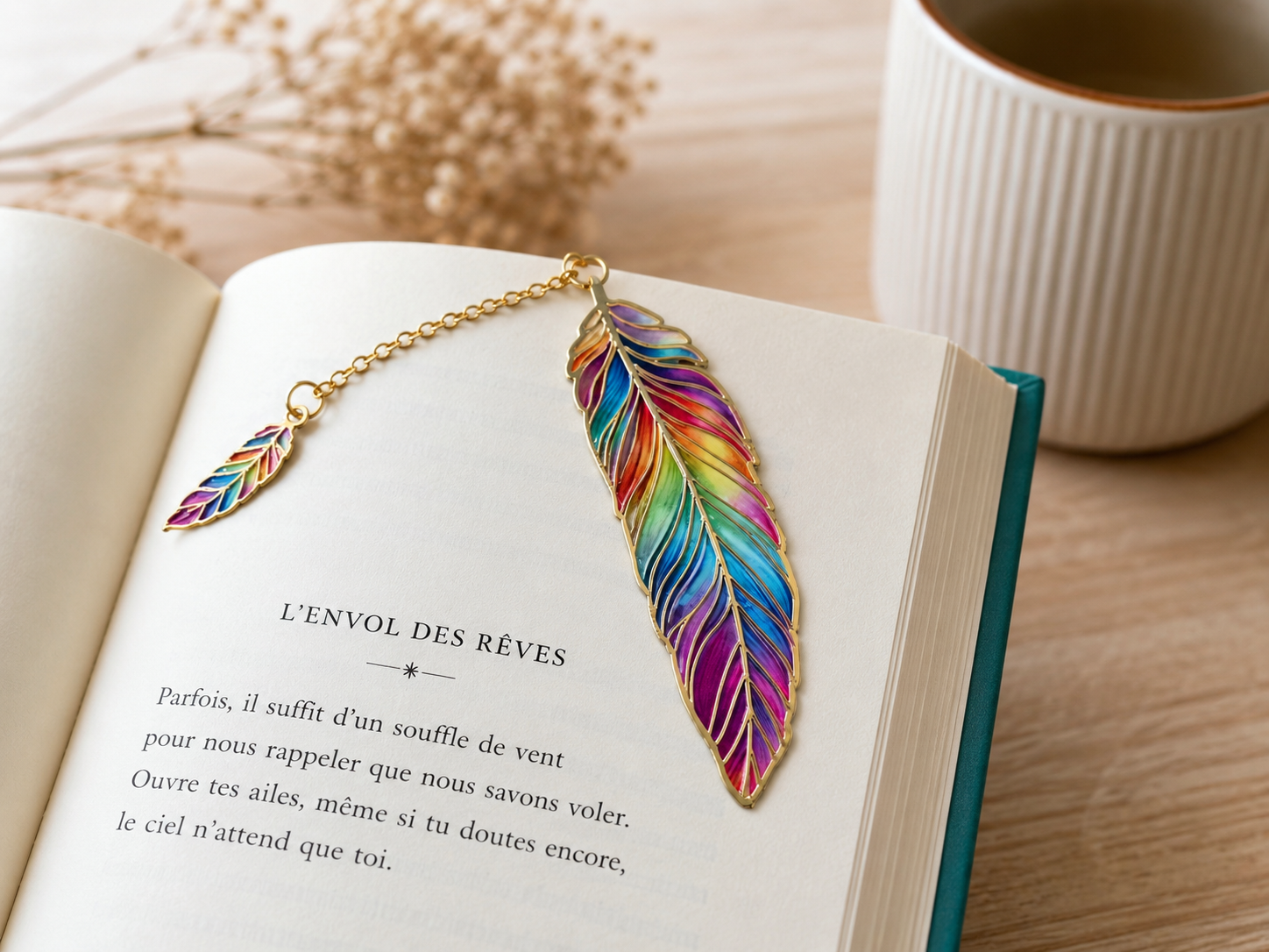 Marque pages plume multi