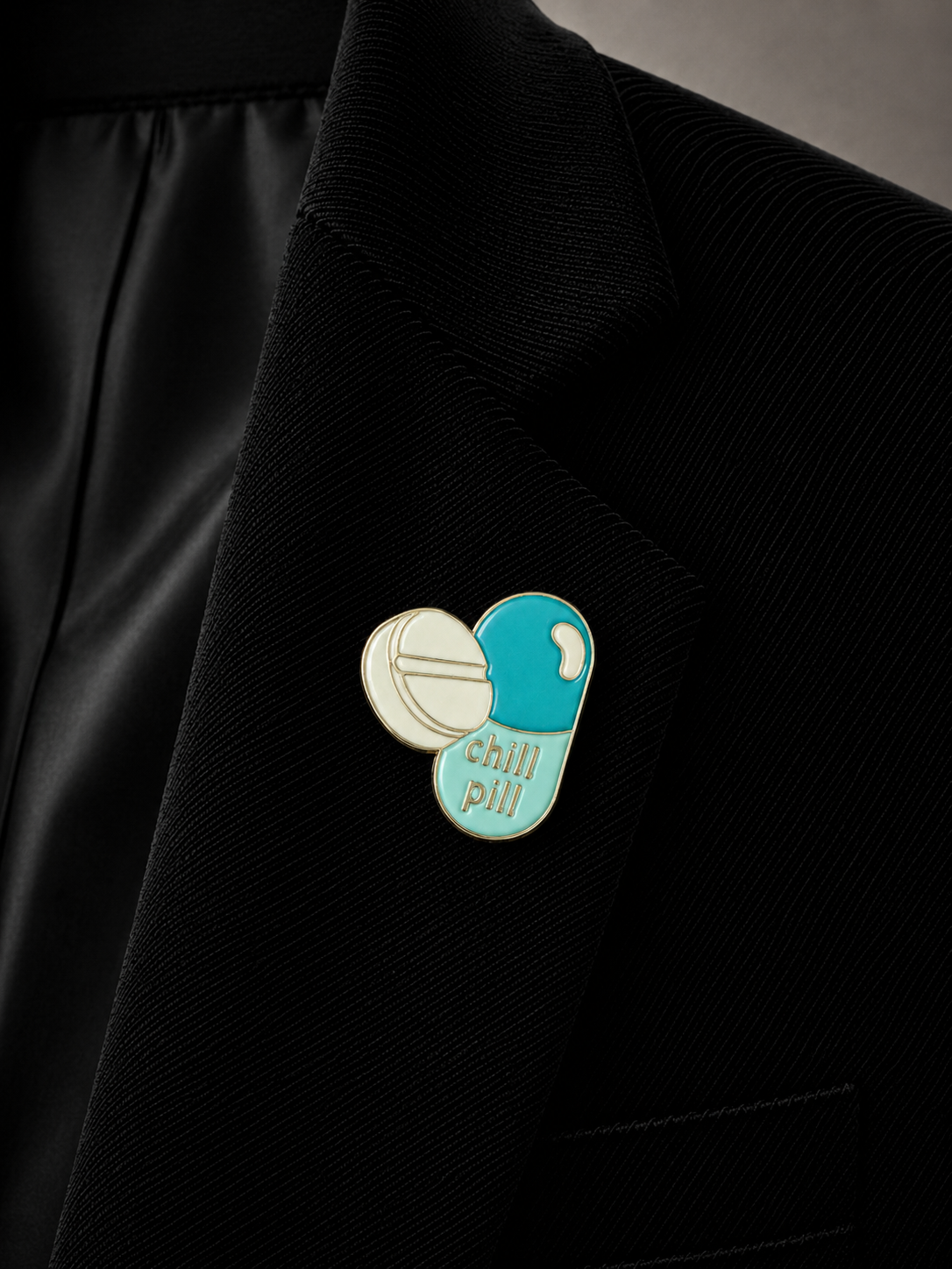 Pins pilulle bleu/blanc