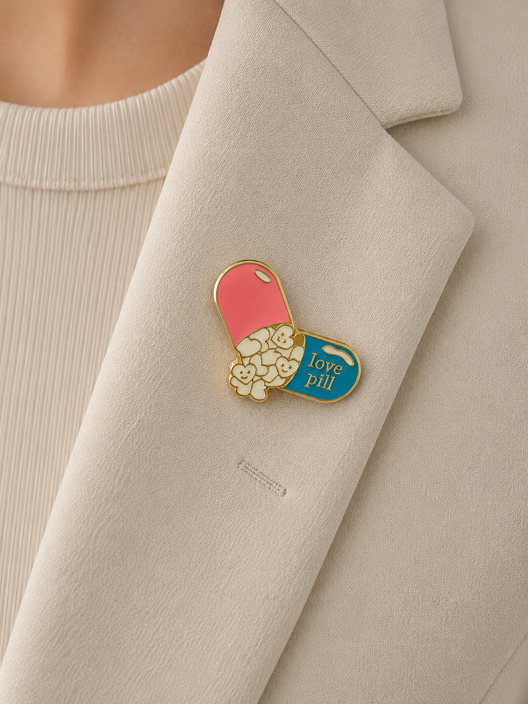 Pins cachet rose/bleu coeur