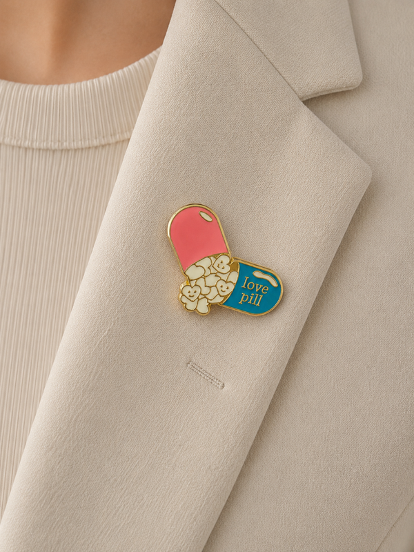 Pins cachet rose/bleu coeur
