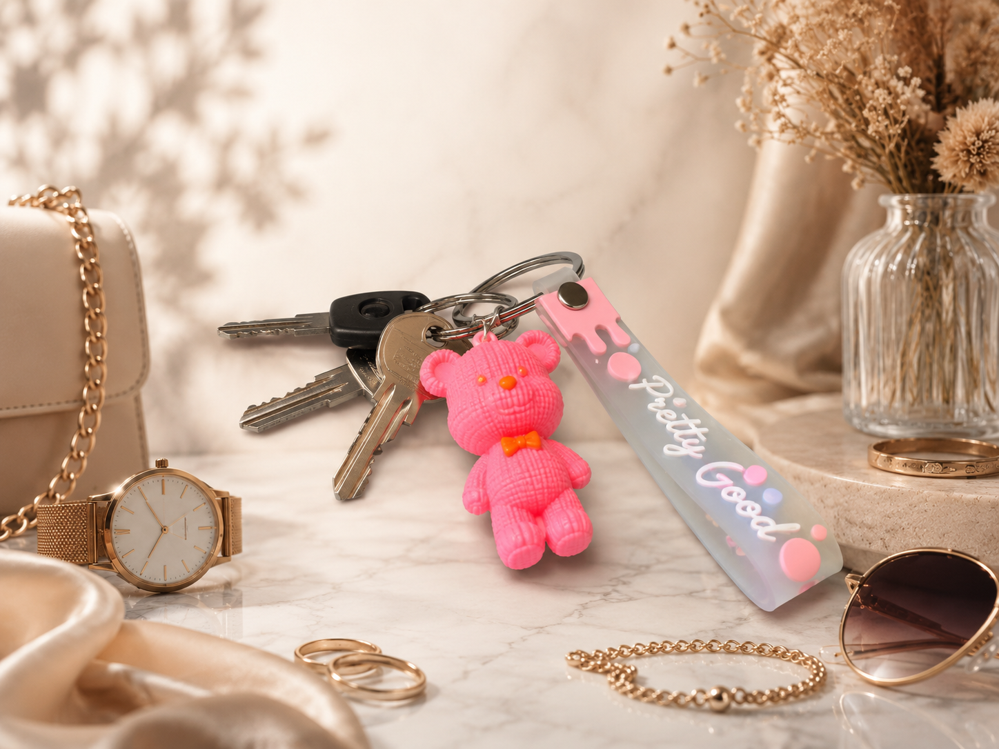 Porte clef nounourse rose