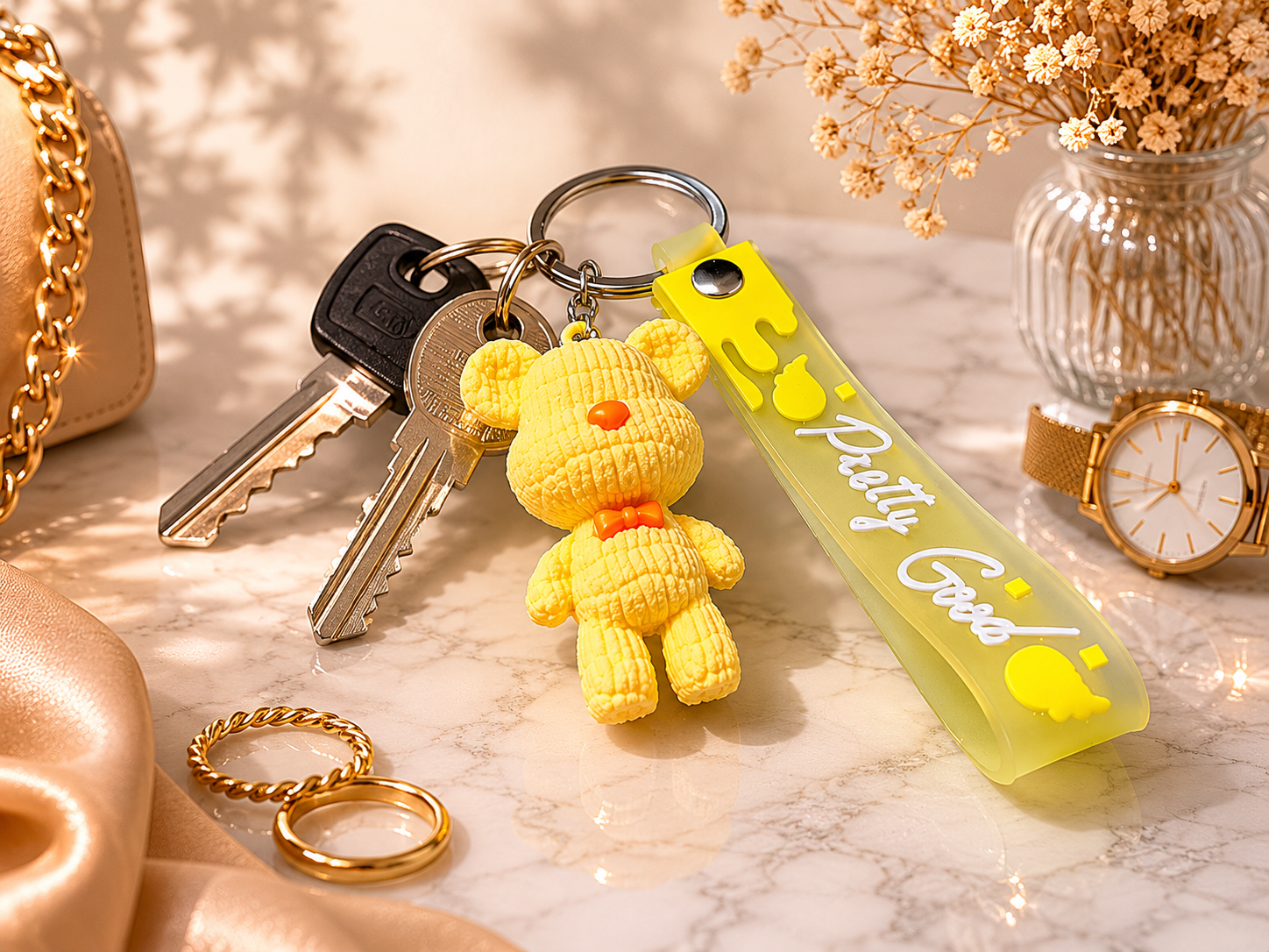 Porte clef nounourse jaune