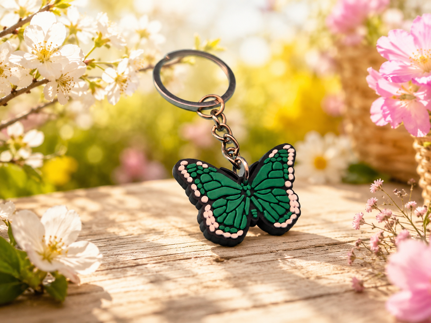 Porte clef papillon vert