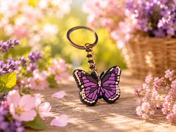 Porte clef papillon violet