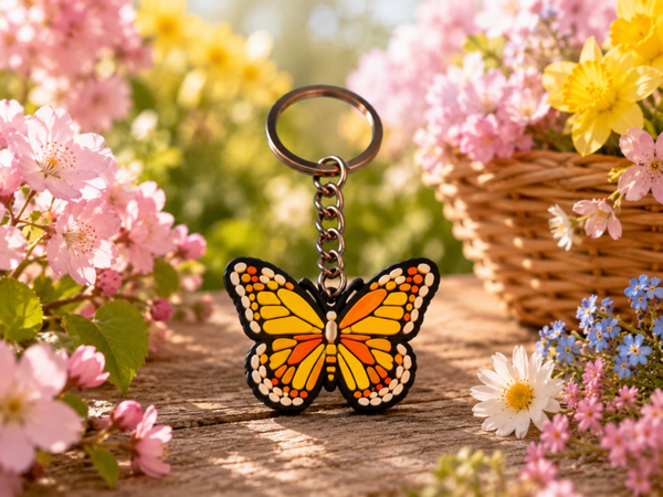 Porte clef papillon jaune