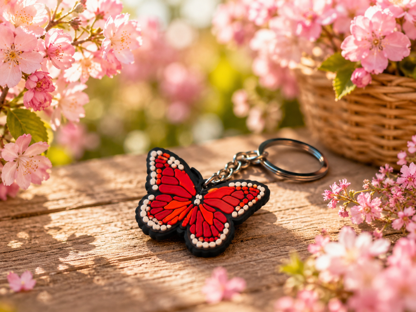 Porte clef papillon rouge