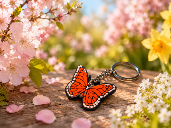 Porte clef papillon orange