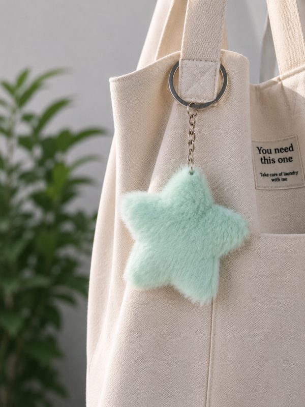 Porte clef  doudou etoile vert menthe