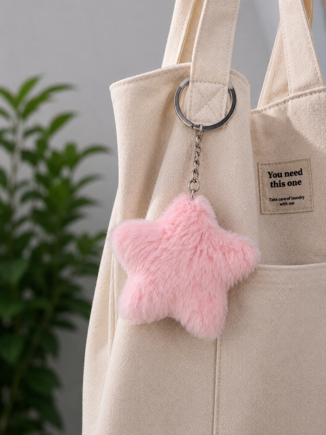 Porte clef doudou etoile rose claire