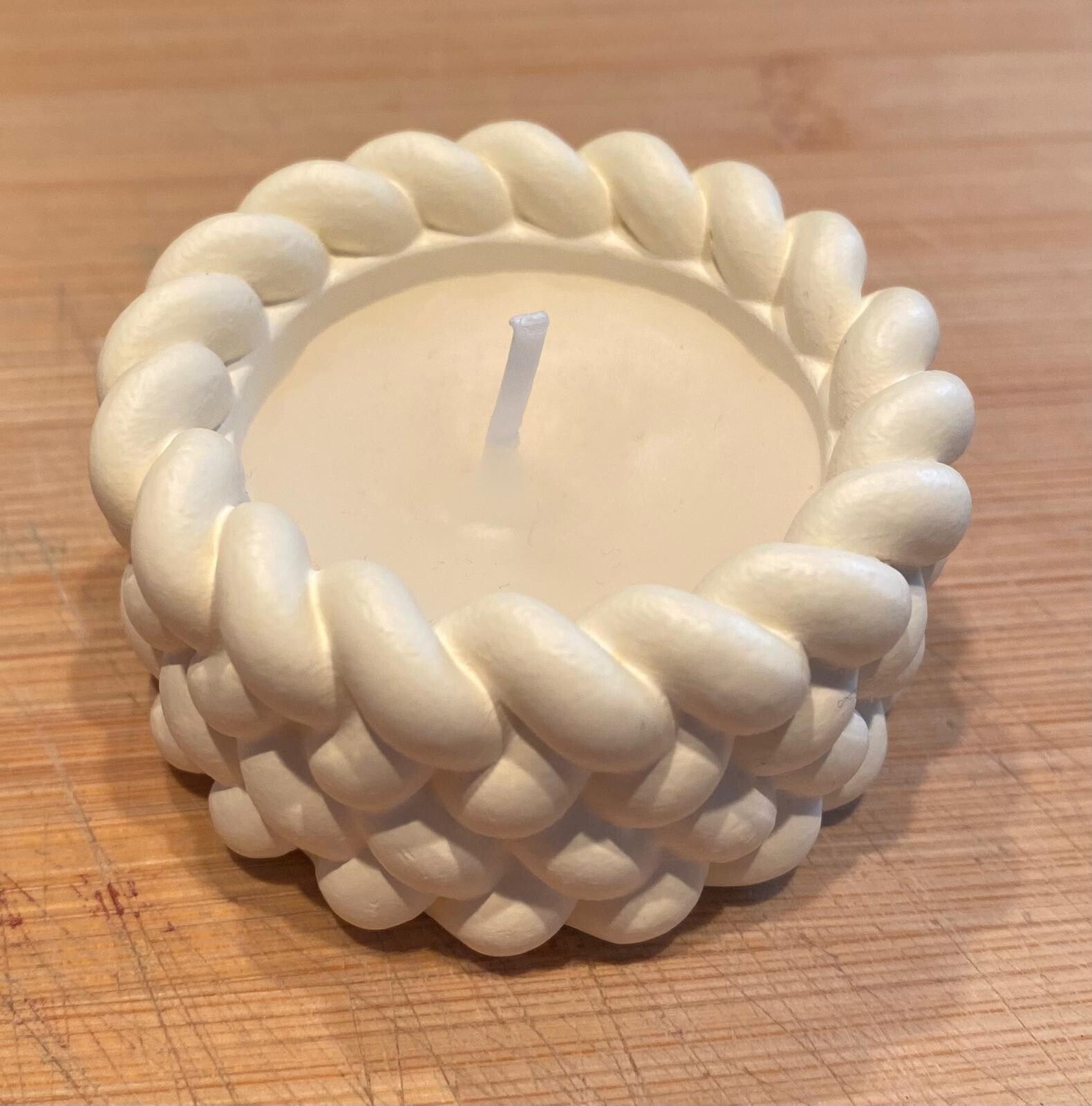 Teelichtbehälter gehäkelte Optik