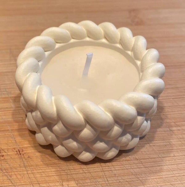 Teelichtbehälter gehäkelte Optik