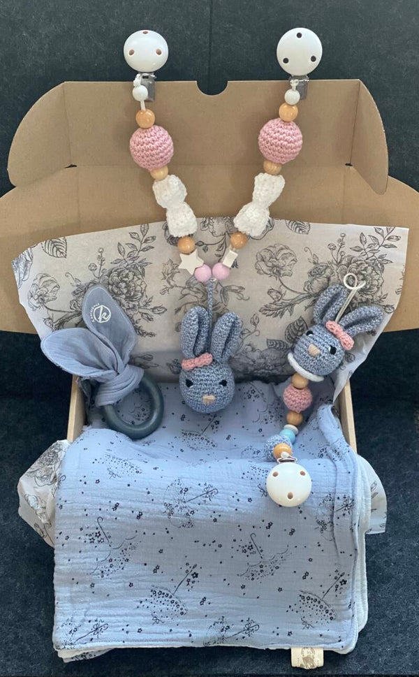 Baby Set Hase Blau-Rosa