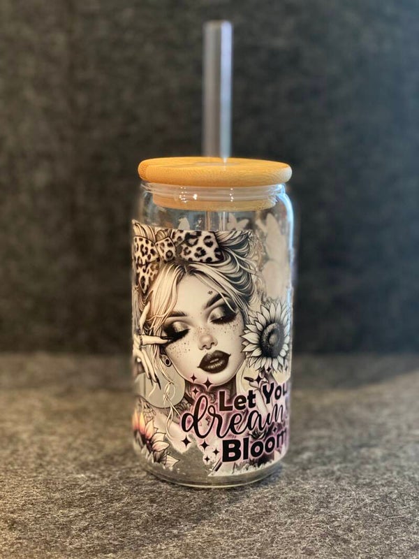 Glas Frau Schwarz-weiß