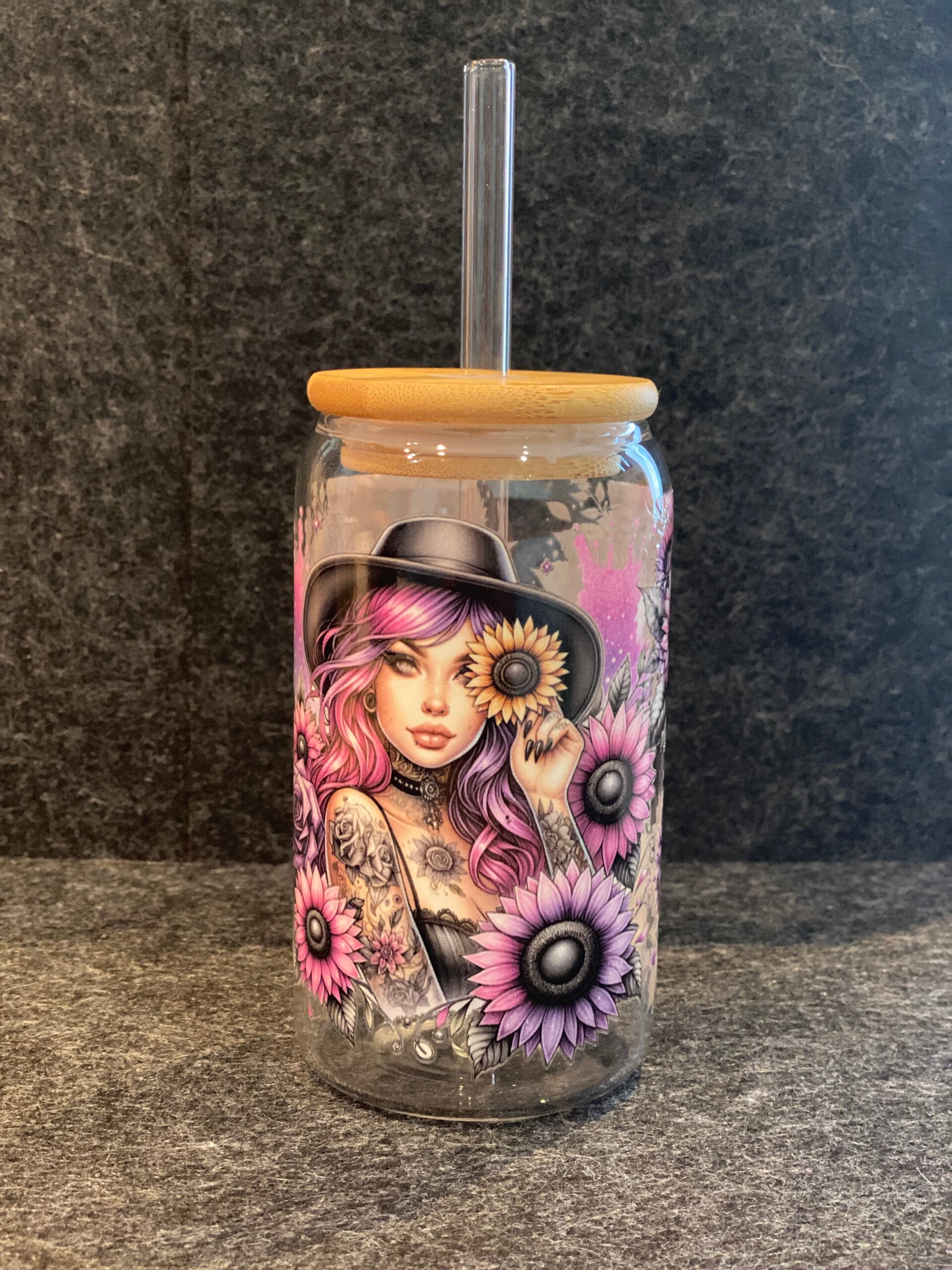 Glas Frau pink