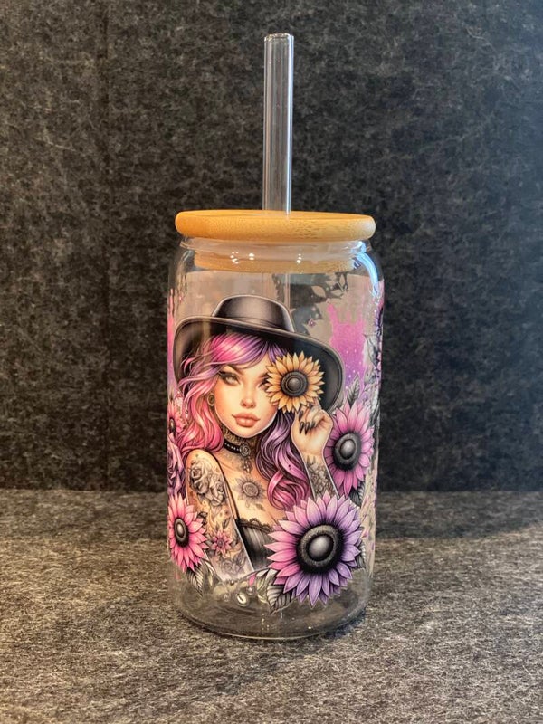 Glas Frau pink