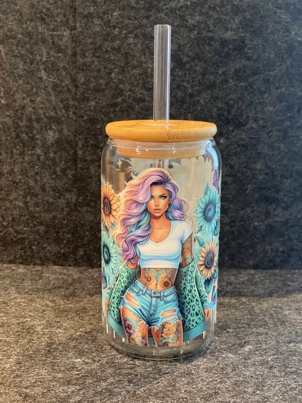 Glas Frau grün