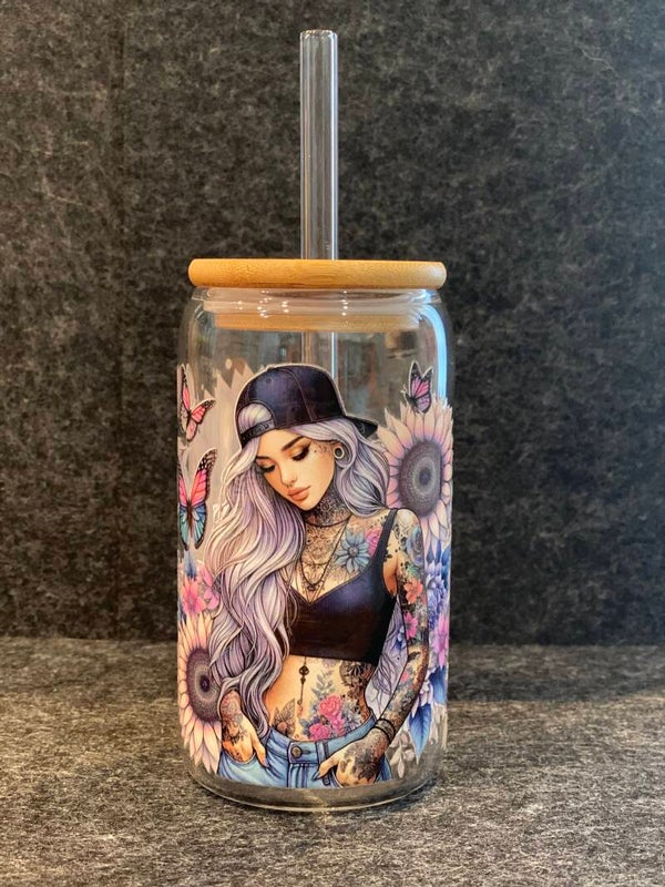 Glas Frau lila