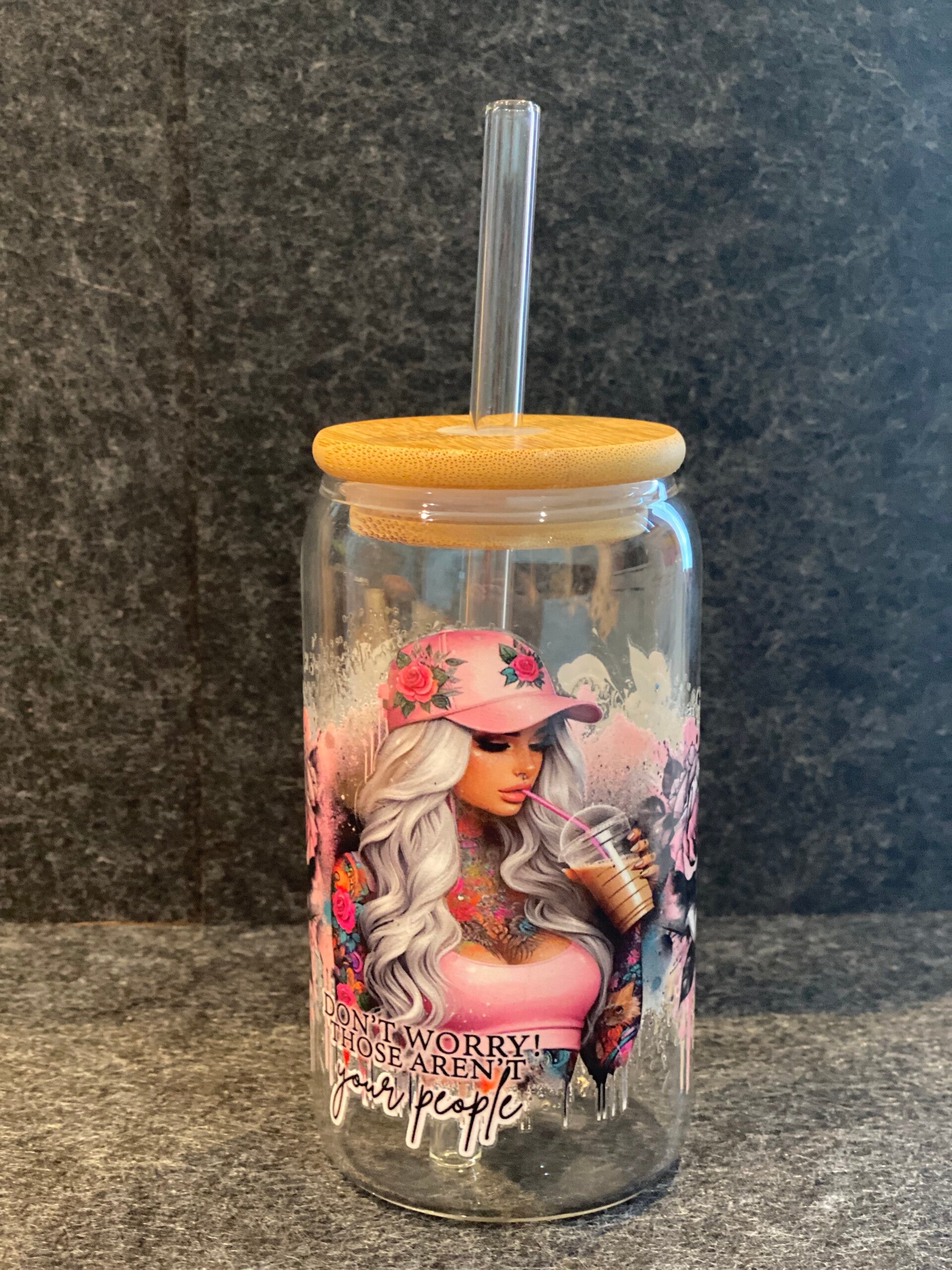 Glas Frau rosa