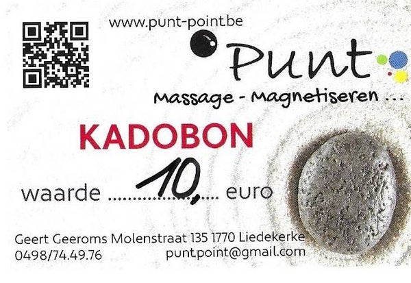 Kadobon 10 euro Massage op Maat PUNT.