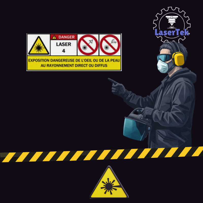 Sécurité laser classe 4 en Suisse avec lunettes de protection et zone laser contrôlée