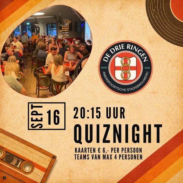 De Drie Ringen woensdag 16 september Pubquiz