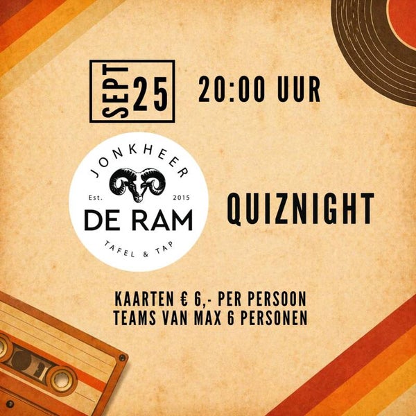 Jonkheer de Ram | Schalkwijk, vrijdag 25 september Quizavond