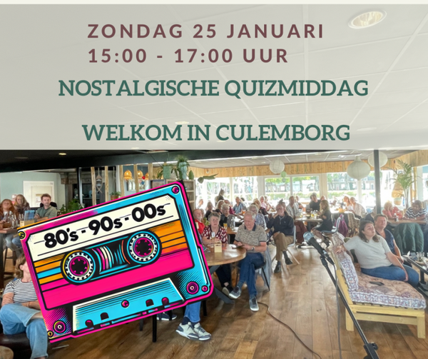 Welkom! In Culemborg zondag 25 januari 15:00 - 17:00 uur Quizmiddag