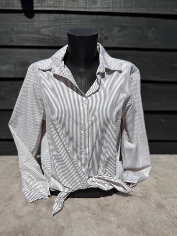 Blouse beige streep