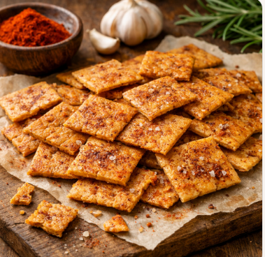 Garbanzo Garlic‑Paprika Crackers