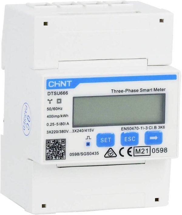 Chint DTSU666 Drehstromzähler Energiezähler 3×230/400V RS485 4PMID digital MID-konform weiß blau