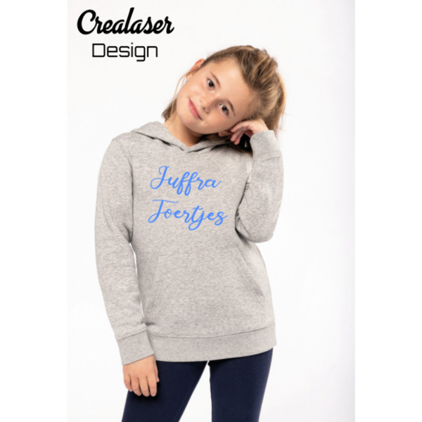 Kidssweater met capuchon " JUFFRA TOERTJES "