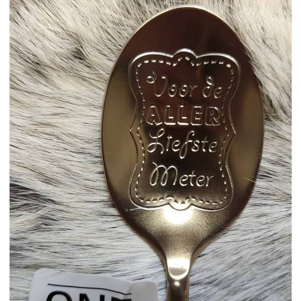 message spoon "voor de ALLER liefste meter" "voor de ALLER leukste Peter"