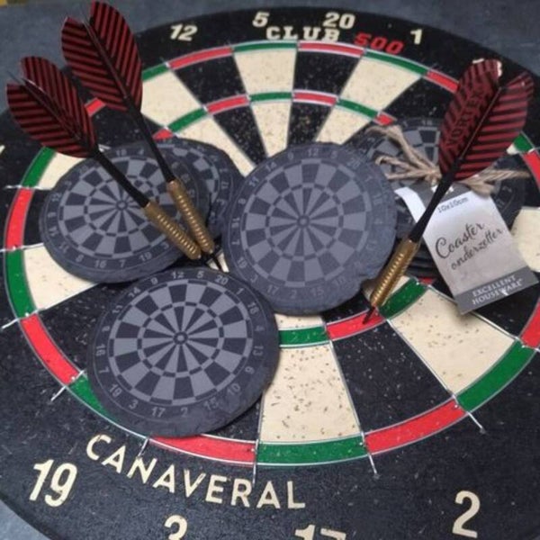 Leisteen Darts drank onderleggers 4st.