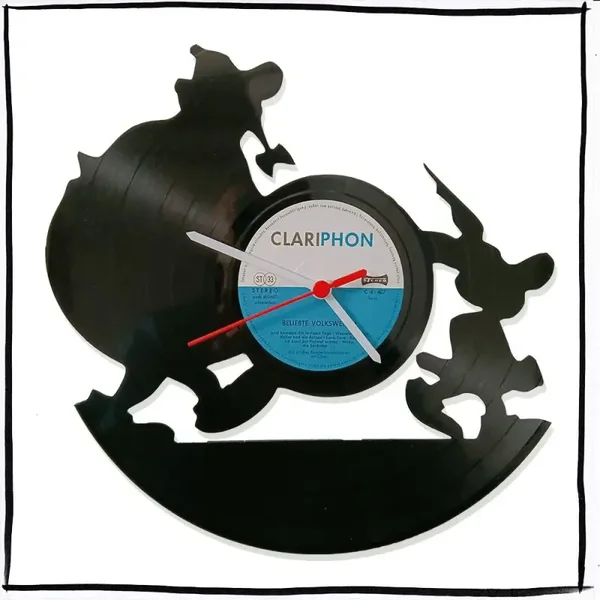 Vinyl platenklok met Asterix en Obelix motief