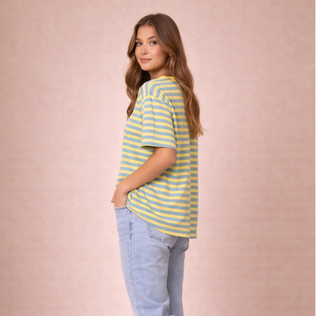 Striped Shortsleeve Blauw/Geel