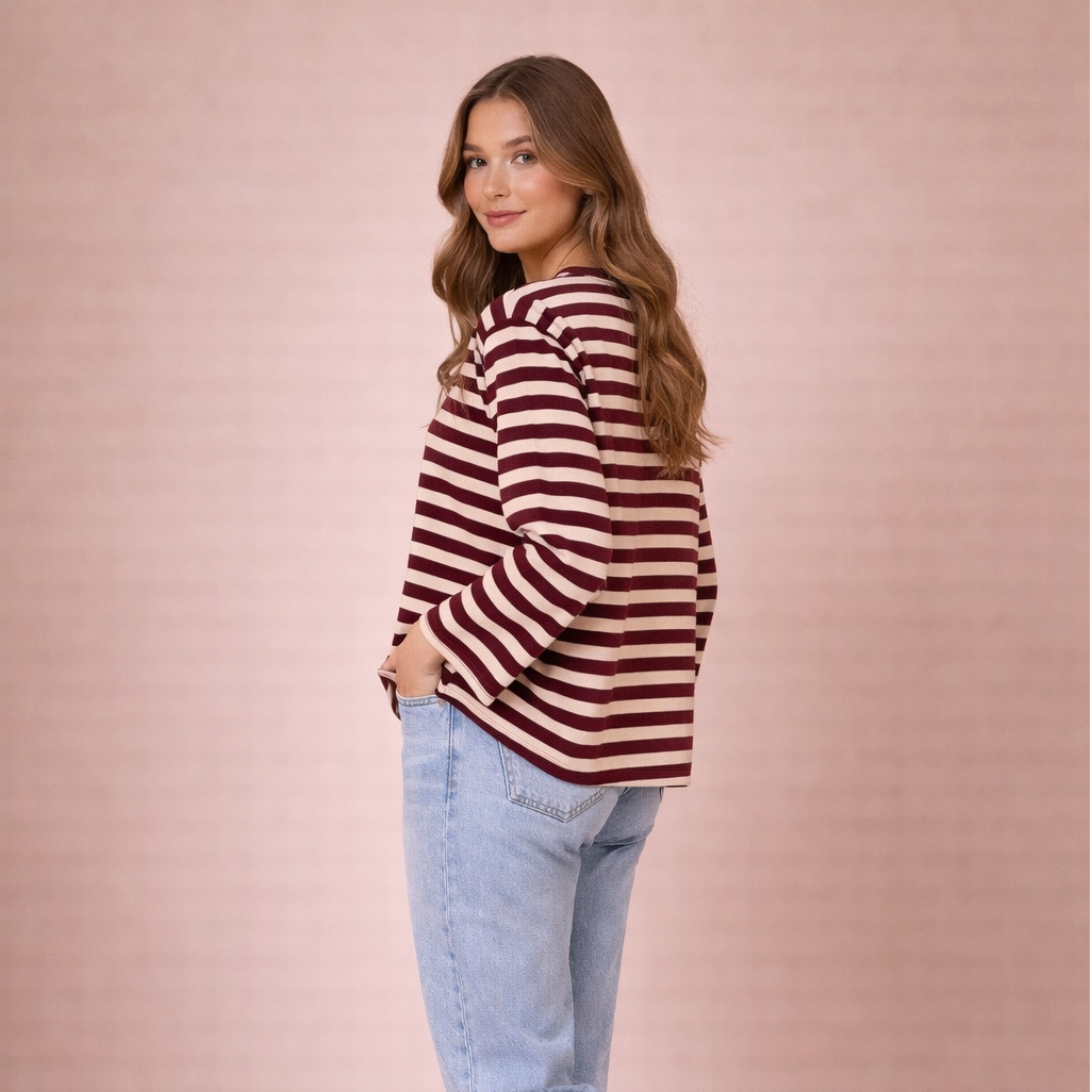 Striped Longsleeve Burgundy/Off-white