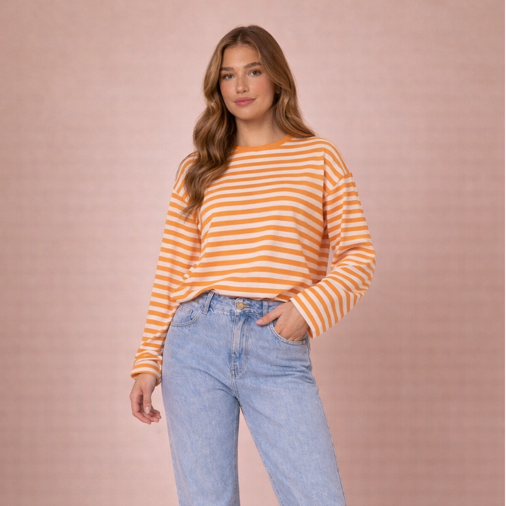 Striped Longsleeve Oranje/Wit