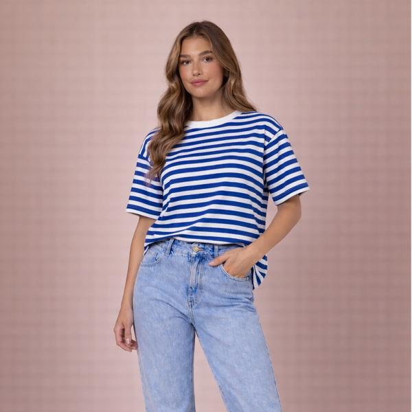 Striped Shortsleeve Marineblauw/Wit