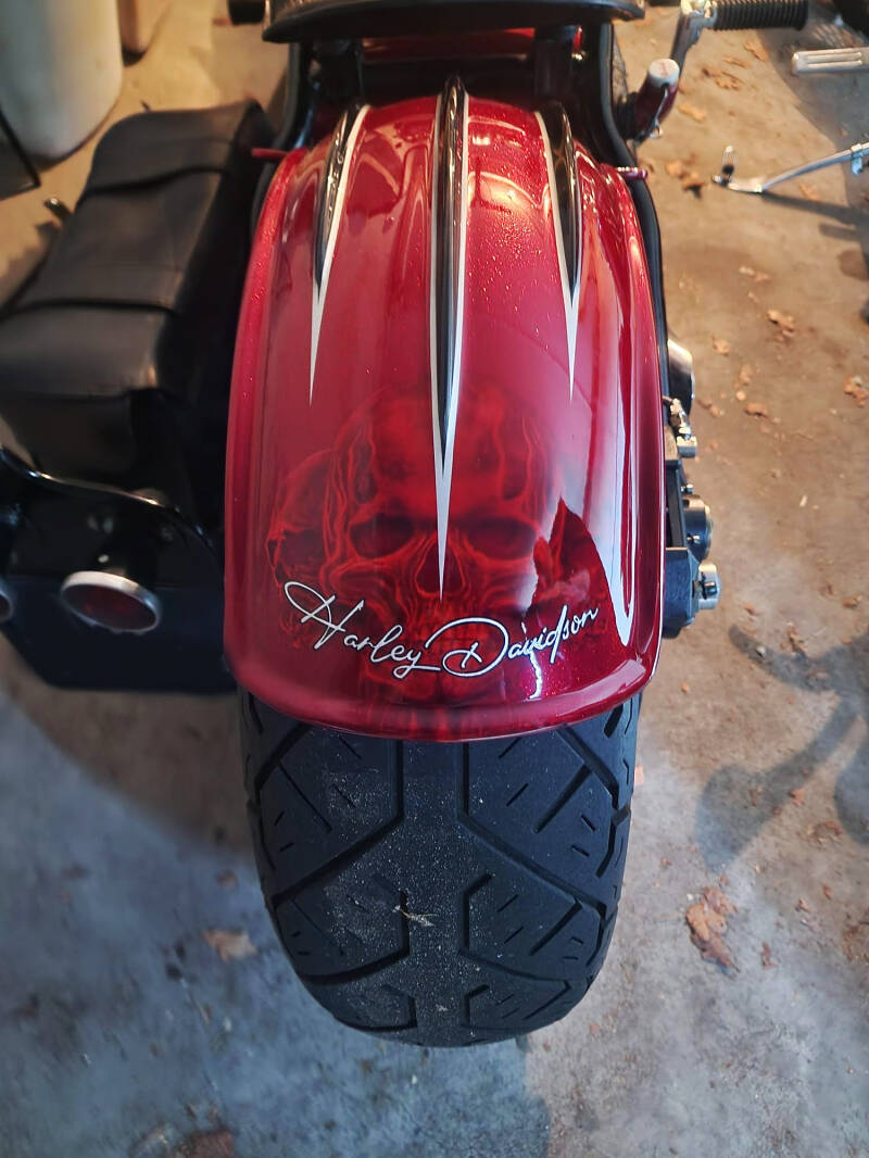 Custom Harley Davidson Ghosted red skulls spoiler