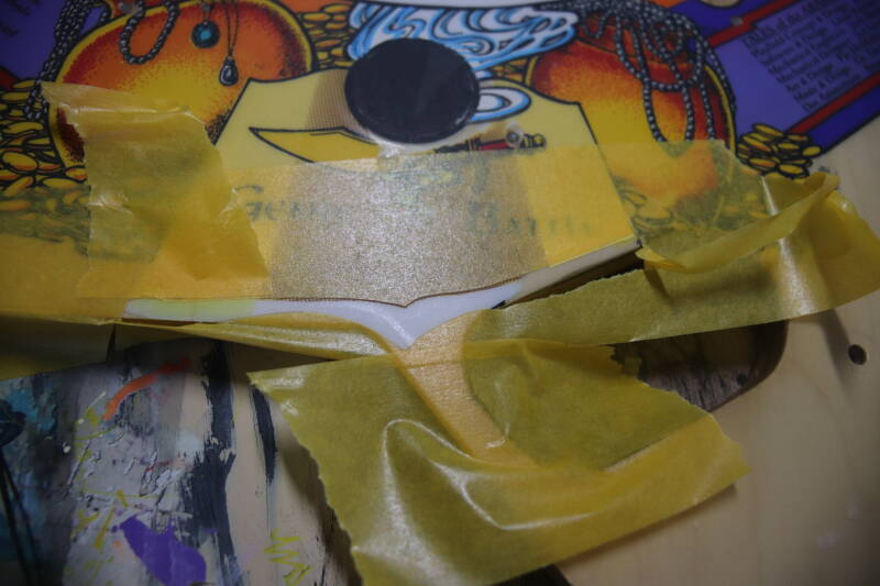 Williams Tales of the Arabian Nights playfield speelveld schade herstel restoration flipperspeelveld restauratie art airbrush airbrushing flipperkast reparatie