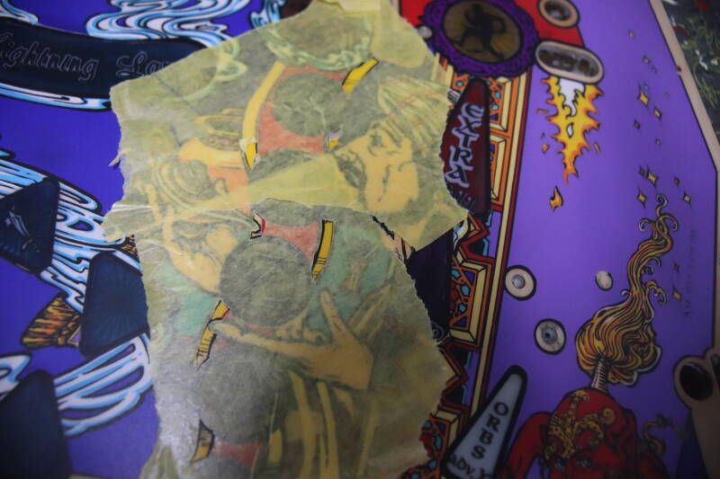 Williams Tales of the Arabian Nights playfield speelveld schade herstel restoration flipperspeelveld restauratie art airbrush airbrushing flipperkast reparatie