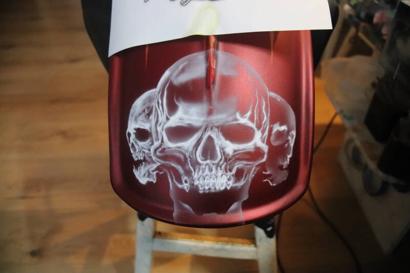 Custom Harley Davidson Ghosted red skulls spoiler