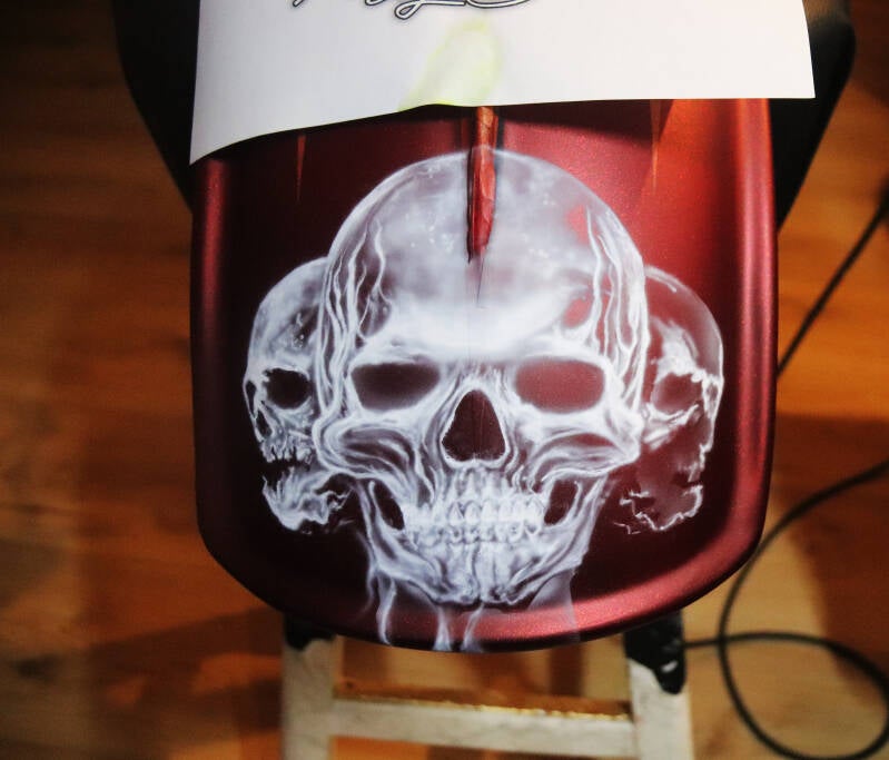 Custom Harley Davidson Ghosted red skulls spoiler