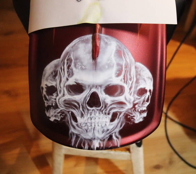 Custom Harley Davidson Ghosted red skulls spoiler