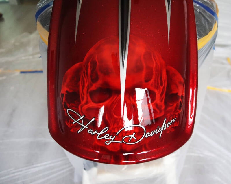 Custom Harley Davidson Ghosted red skulls spoiler
