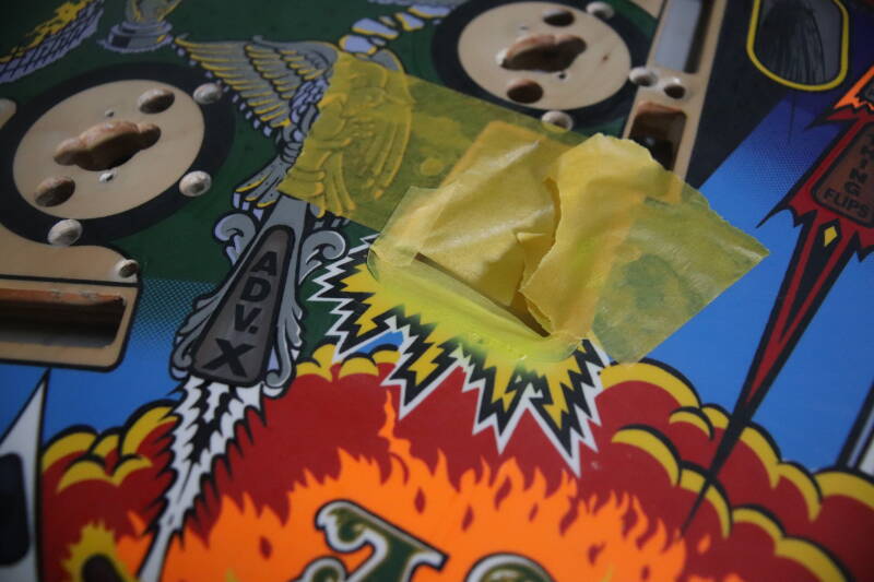 Bally The Addams Family Playfield restoration. flipperspeelveld restauratie art airbrush airbrushing flipperkast reparatie