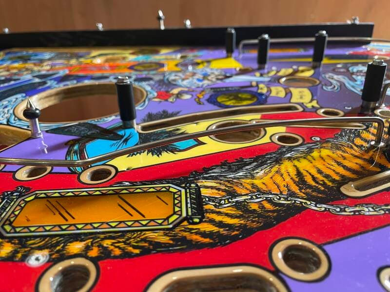 Williams Tales of the Arabian Nights playfield speelveld schade herstel restoration flipperspeelveld restauratie art airbrush airbrushing flipperkast reparatie