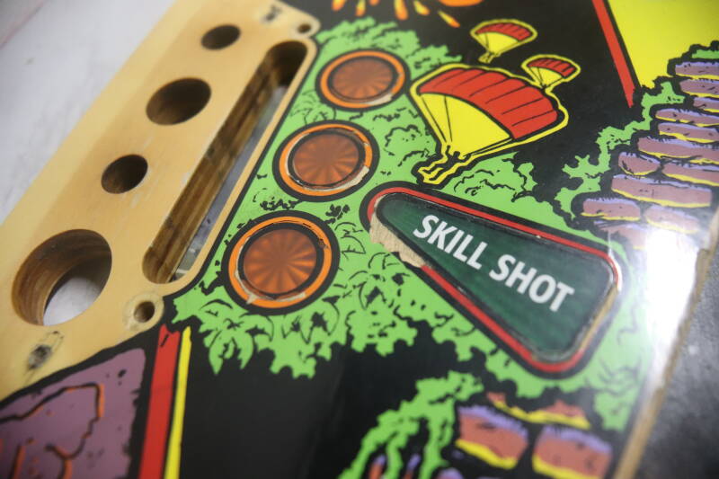 Williams Congo playfield speelveld schade herstel restoration flipperspeelveld restauratie art airbrush airbrushing flipperkast reparatie